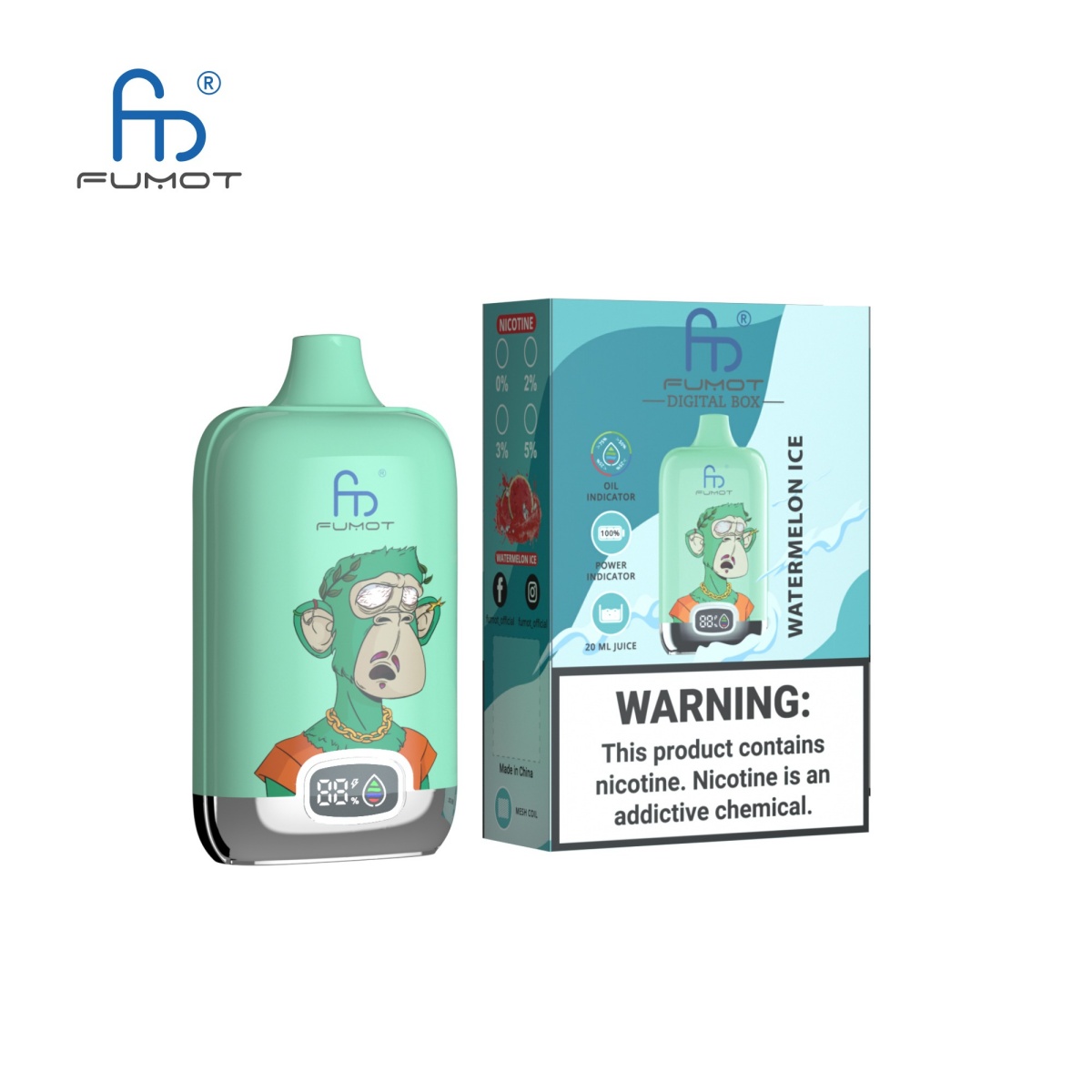 0% Fumot Nikotinfrei-Fumot Digital Box 12000 Einweg Vape (1 Stück) – Bild 4