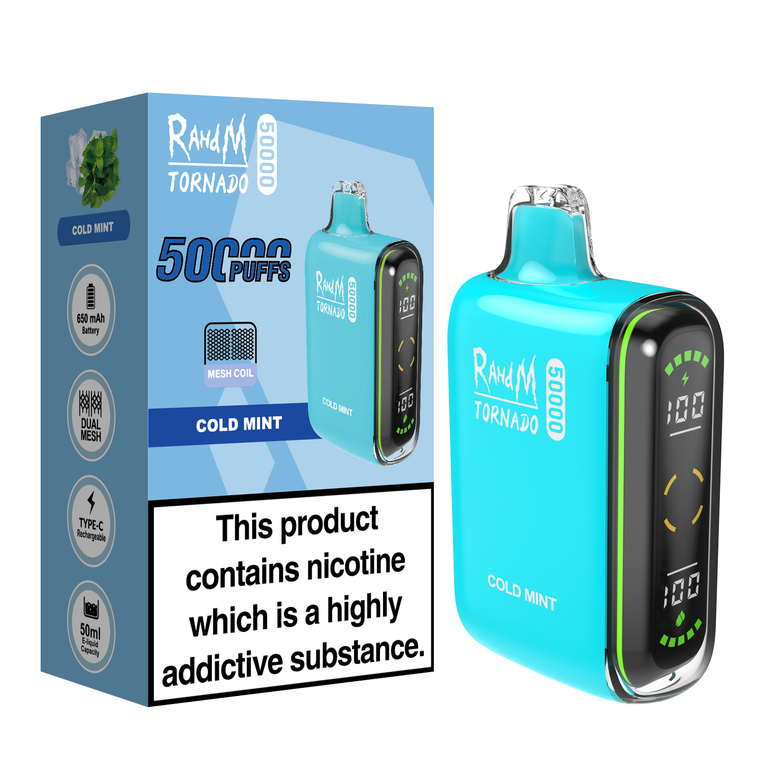 RAHdM G19 50000 Züge Einweg Vape mit Blinklichtern (10 Stück) – Bild 6