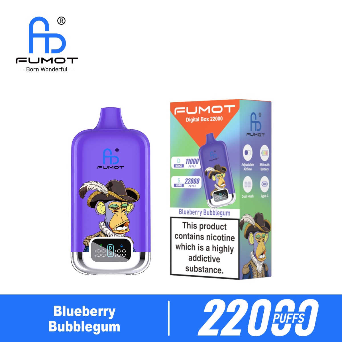 FUMOT Digital Box 22000 Züge, 23 ml, Dual Mesh und einstellbare Luftzufuhr – Bild 4